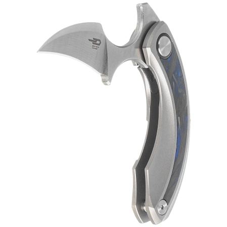 Bestech Strelit Knife Gray Titanium/Black-Blue Marble Carbon Fiber, Satin/Stonewashed M390 by Ostap Hel (BT2103D)
