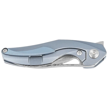 Bestech The Reticulan Neck Knife Blue Titanium, Damascus by Elijah Isham (BT1810H)