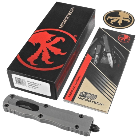 Nóż automatyczny OTF Microtech Dirac Delta D/E Natural Clear Aluminium, Black F/S M390 by Tony Marfione (227-3NC)