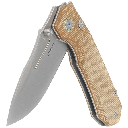 Remette Rhino MC319BR Knife Brown Micarta, Stonewashed 14C28N