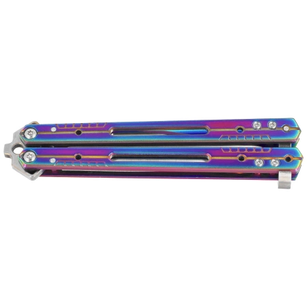 Third Decor Habitat Balisong Rainbow Titanium Stainless Steel, Satin 420 Butterfly Knife (K2920W)