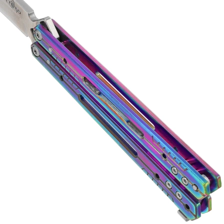 Nóż motylkowy Third Decor Habitat Balisong Rainbow Titanium Stainless Steel, Satin 420 (K2920W)