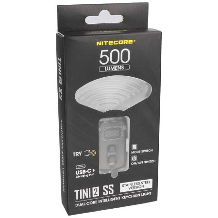 NiteCore TINI2 SS Stainless Steel 500 lm flashlight, Li-ion Battery/280mAh