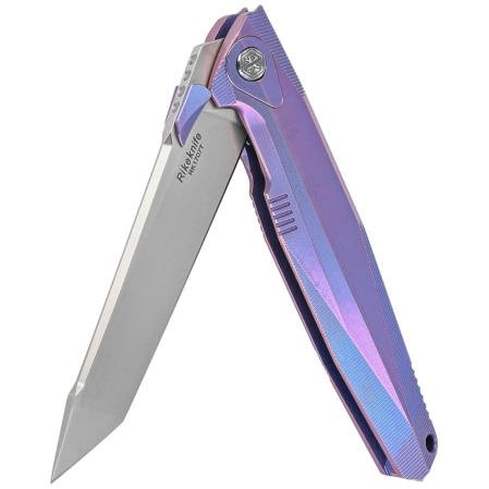Nóż składany RikeKnife Framelock Blue Titanium, Bead Blast/Satin M390 (RK1707T-B)