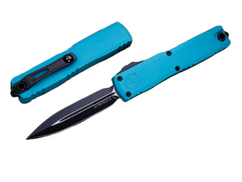 Microtech Ultratech Gen IV D/E OTF Knife Cyan Aluminum, Black M390MK by Tony Marfione (11224-1CN)