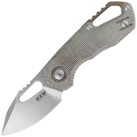 MKM Isonzo Clip Point Knife Green Canvas Micarta, Stonewashed M390 by Jesper Voxnæs (MK FX03M-3GC)