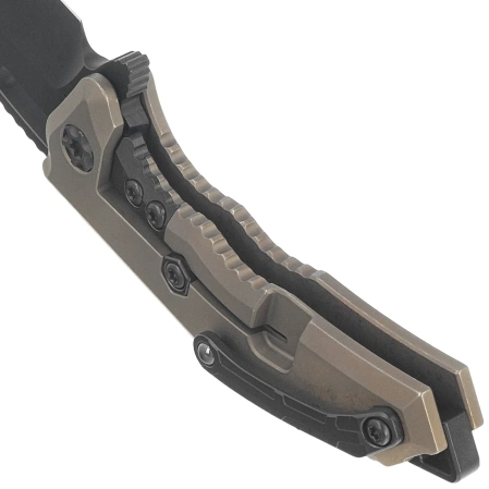 Heretic Medusa Manual T/E Antique Bronze Titanium, Black DLC MagnaCut Knife by Tony Marfione Jr. (H009-6A-TIBRZ)