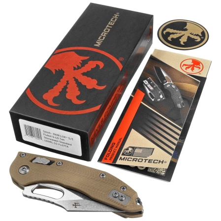 Nóż składany Microtech Stitch Ram-Lok S/E Tan Fluted G10, Stonewashed M390MK by Borka Blades and Tony Marfione (169RL-10FLGTTA)