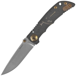 Nóż składany Spartan Blades Harsey 3.25 Folder Plague Doctor Black/Gold Titanium,  Stonewashed MagnaCut by William W. Harsey (SF10DOCTOR BK)