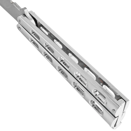 Third Decor Habitat Balisong Silver Stainless Steel, Satin 420 Butterfly Knife (K2919B)