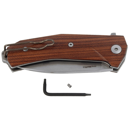 Nóż składany LionSteel KUR Santos Wood, Stonewashed Sleipner by Molletta (KUR ST)