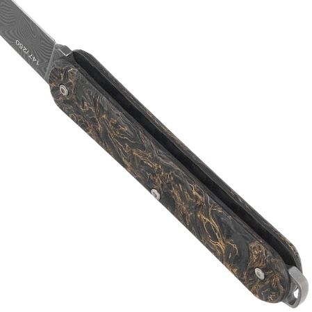 Fox Vulpis 130 LE No 147/250 Dark Matter Fat Carbon, Super Clean Damascus by Balbach Damast Pocket Knife (FX-VPDAM130 DMGO)