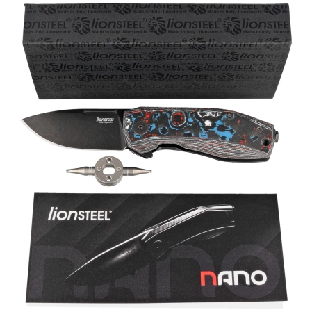 Nóż składany LionSteel Nano Nebula Fat Carbon, Old Black MagnaCut (NA01 NB)