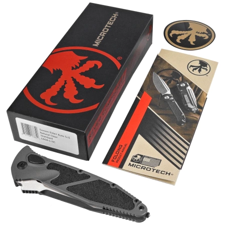Nóż automatyczny Microtech Socom Elite Auto S/E Natural Clear Aluminium, Black M390MK by Tony Marfione (160A-1NC)