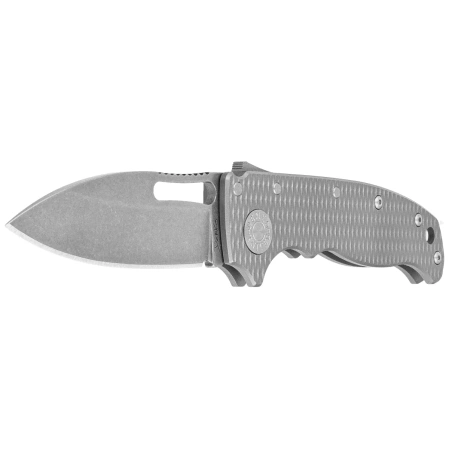 Demko AD20.5 Slicer Shark Knife Milled Titanium, Stonewashed CPM 3V by Andrew Demko (AD20.5-3V-Milled TI-SS)