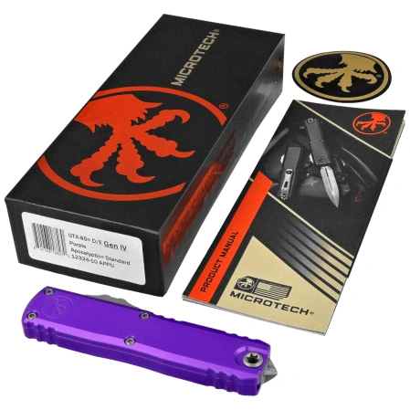 Microtech UTX-85 Gen IV D/E OTF Knife Purple Aluminium, Apocalyptic M390MK by Tony Marfione (12324-10APPU)