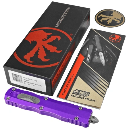 Microtech Dirac Delta D/E OTF Knife Purple Aluminum, Apocalyptic by Tony Marfione (227-10APPU)
