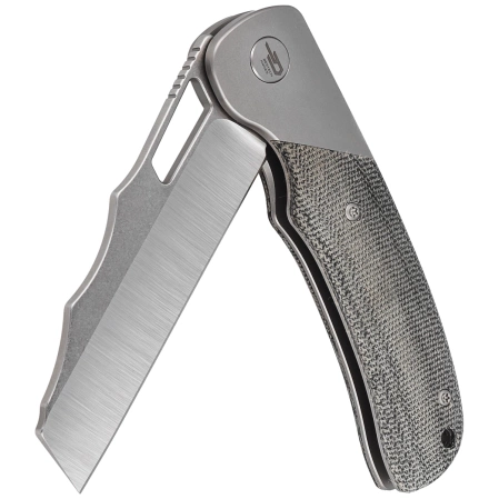 Bestech Syn Knife Grey Titanium / Black Canvas Micarta, Hand Rubbed Stonewashed / Satin Elmax by Evolved EDC (BT2306B)