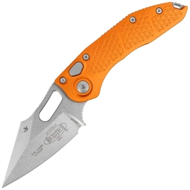 Nóż automatyczny Microtech Stitch-A S/E Orange Tangerine Tri-Grip Aluminium, Stonewashed by Borka Blades and Tony Marfione (169-10OT)