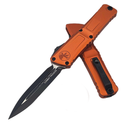 Microtech Combat Troodon Gen III D/E OTF Knife Orange Aluminum, Black M390MK by Tony Marfione (1142-1OR)