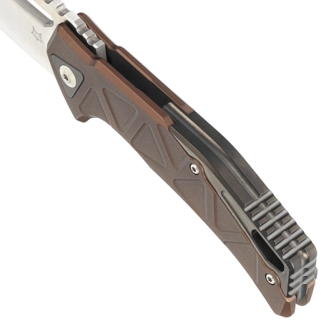 Fox Chronos Bronze Aluminum Knife, Black HW, Satin MagnaCut by Stefan Merk (FX-552 ALBR)