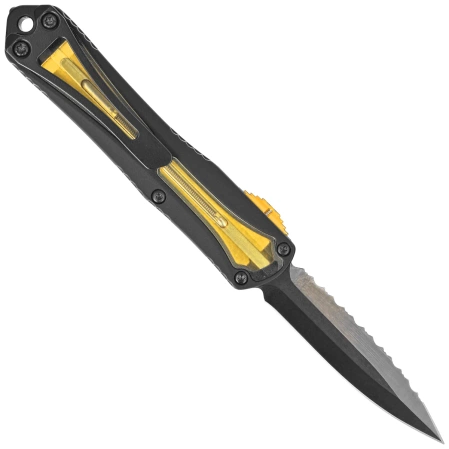 Heretic Knife Manticore S DE Black Aluminum / Ultem, Black DLC Full Serrated MagnaCut by Tony Marfione Jr.