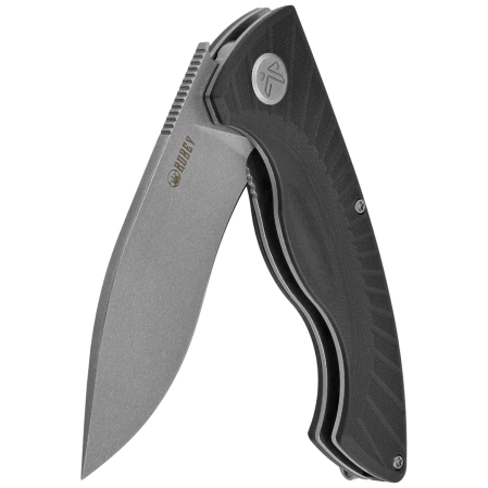 Kubey Timberwolf KU208D Knife Black G10, Stonewashed 14C28N