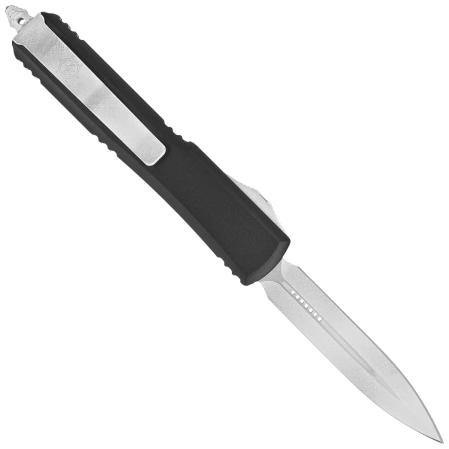 Microtech Ultratech D/E Steamboat Willie Signature OTF Knife Black Aluminum, Antique White M390 by Tony Marfione (122-1SB)