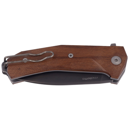 LionSteel KUR Knife Santos Wood, Black PVD/Stonewashed Sleipner by Molletta (KUR BST)