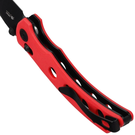 Kubey Hound KU172E Knife Red G10, Blackwashed 14C28N by Maksim Tkachuk