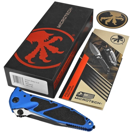 Nóż składany Microtech Socom Elite S/E-M Blue Aluminum, Black M390MK by Tony Marfione (160-1BL)