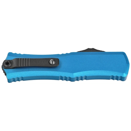 Microtech Hera II Mini D/E OTF Knife Blue Aluminum, Black M390MK by Tony Marfione (1702M-1BL)