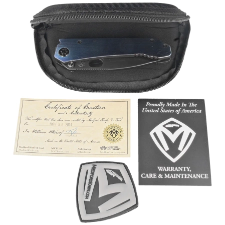 Nóż składany Medford 187 DP Brushed/Flamed ''Galaxy'' Titanium, Black HW, Brsh/''Galaxy'' Clip, DLC D2 by Greg Medford (MK002DPD-03PV-TPCF-Q4)