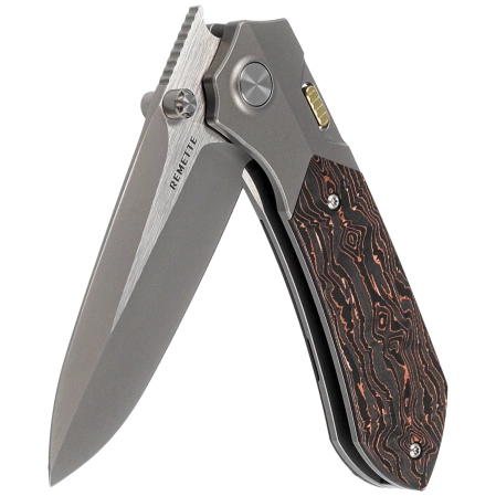 Remette RT-Meteor Knife Gray Titanium/Copper Carbon Fiber, Pearlescent M390 (RTPT-D)