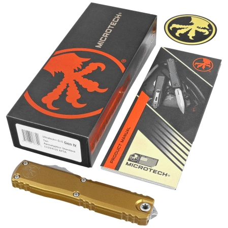 Microtech Ultratech Gen IV D/E OTF Knife Tan Aluminum, Apocalyptic M390MK by Tony Marfione (11224-10APTA)