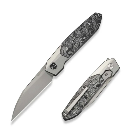 Nóż składany WeKnife Brr15 Gray Titanium/Aluminium Foil Carbon Fiber, Stonewashed M390 by Rafal Brzeski (WE24007-2)