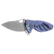 RikeKnife Mini Hummingbird Blue Titanium, Rose Damascus by Richard Wu (RK-MINI-BL)