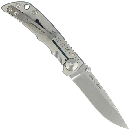 Nóż składany Spartan Blades Harsey Folder 3.25 Saint Michael Special Edition Gray Titanium, Gray HW, Stonewashed MagnaCut by William W. Harsey (SF10 Custom St Michael)