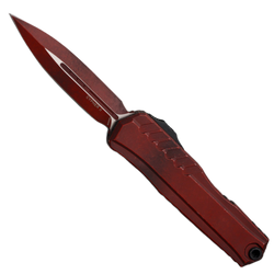 Microtech Cypher II D/E OTF Knife Weathered Crimson Aluminum, Weathered Crimson M390MK by Deryk Munroe i Tony Marfione (1242-1WCM)