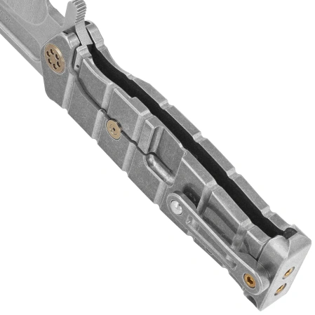 Medford USMC FF Knife Tumbled Titanium, Bronze HW, Std Clip, Tumbled S90V by Greg Medford (MK2049TQ-01TM-T1CS-PT)