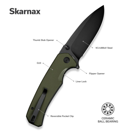 Sencut Skarnax Knife OD Green G10, Black 9Cr18MoV (S24025-2)