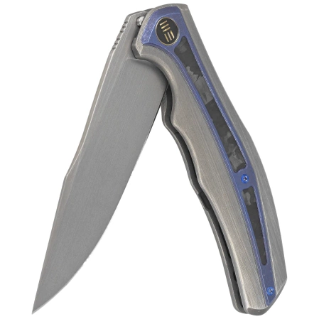 WE Knife Zonda Gray Hand Rubbed Titanium / Marble Carbon Fiber, Gray Hand Rubbed CPM 20CV by Kellen Bogardus (WE22016-4)