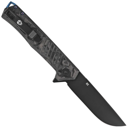 Tekto F1 Alpha Knife Black Forged Carbon Fiber, Blue HW, Black D2