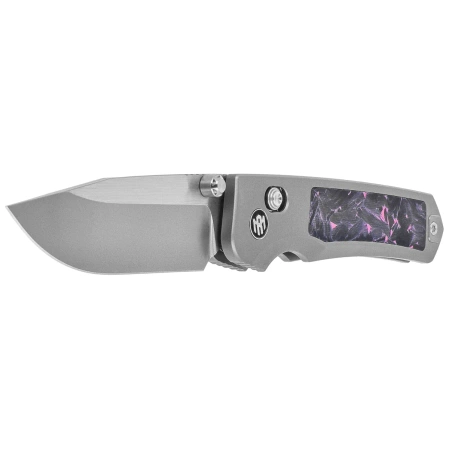 Remette RT-Aurora Knife Gray Titanium/Carbon Fiber, Manual Fine Grinding Satin/Pearlescent M390 (AURA-P)