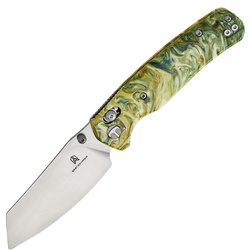 Bestechman Cicada's Wing Knife Green Patterned Resin, Satin 10Cr15MoV (BMK06P)
