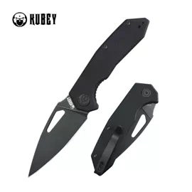 Kubey Coeus KU122X Knife Black G10, Blackwashed 14C28N