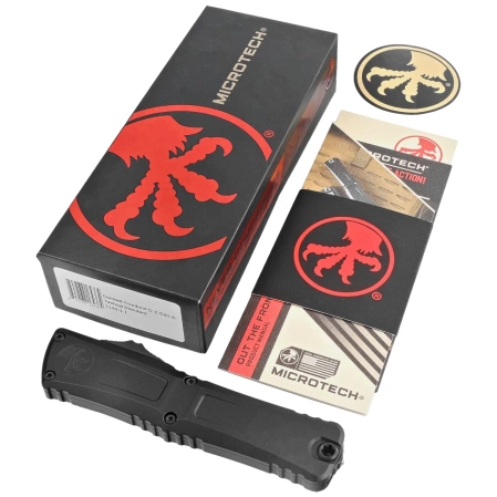 Microtech Combat Troodon Gen III D/E OTF Knife Black Aluminum, Tactical M390MK by Tony Marfione (1142-1T)