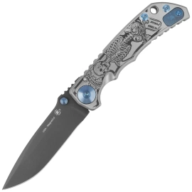 Nóż składany Spartan Blades Harsey Folder ''Memento Mori'' Titanium, Black MagnaCut by William W. Harsey (SF5 Custom Memento Mori)