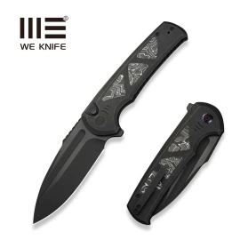 WE Knife Sylox Black Titanium/Aluminum Foil Carbon Fiber, Black Stonewashed/Black Brushed M390 (WE24027-1)
