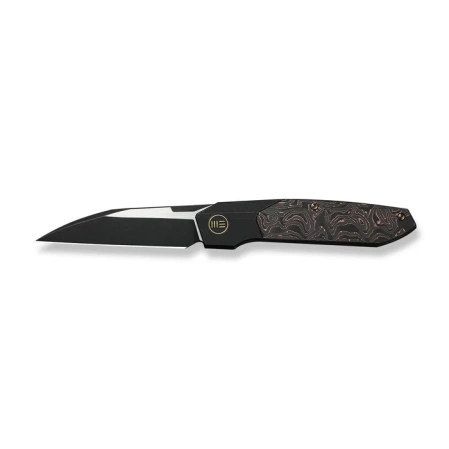 WeKnife Brr15 Black Titanium/Copper Foil Carbon Fiber, Black Stonewashed/Satin M390 by Rafal Brzeski (WE24007-1)